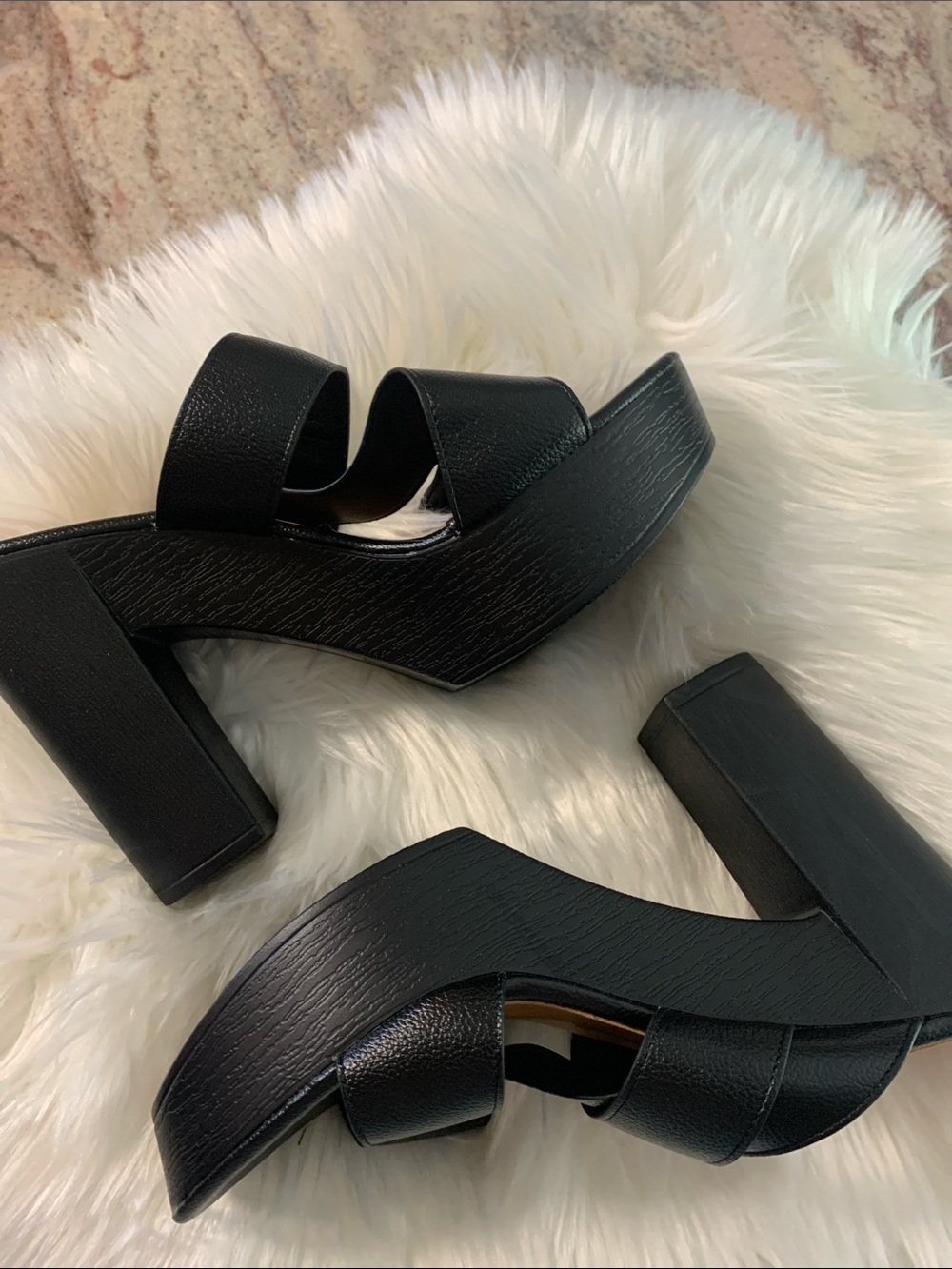 Black Strappy Wedge Slides - Women's Comfort Sandals size 40 NWOT